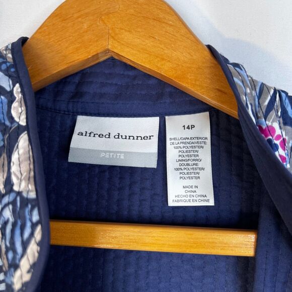 Alfred Dunner Floral Quilted Open Front Jacket Asian Flair Lightweight Size 14P - Picture 5 of 7